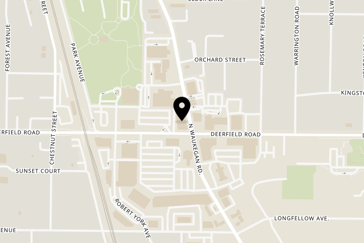 Map showing the location of Cherry Pit Cafe on 808 Waukegan Rd in Deerfield